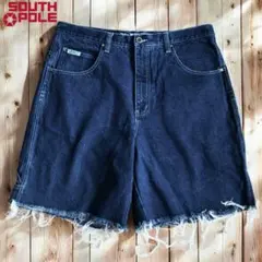 06M027◯ 90s SOUTH POLE カットオフ デニム バギーショーツのサムネイル
