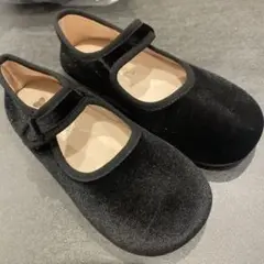 黒 バレエシューズ ストラップ付き　ベルベット　ベロア　子供　キッズ　新品