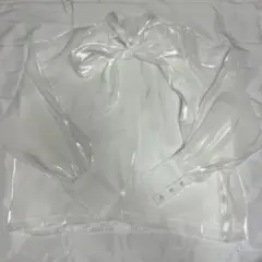 ホワイト シースルー リボン付きシャツ