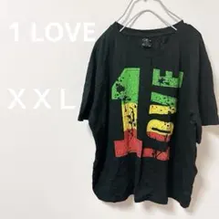 希少✨1 LOVE【X XL】プリント 黒 Tシャツ ルーズフィット　コットン