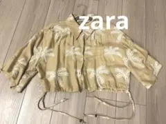 (最終値下・ 6月10日削除します) ZARA パームツリー柄クロップドシャツM