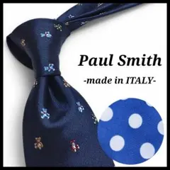 ✨美品✨ポールスミス　ネクタイ　テディベア柄　ネイビー　イタリア製　シルク