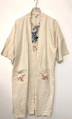 オリエンタル レトロ アジアン 古着 ドラゴン 刺繍 り五分袖 チャイナガウン