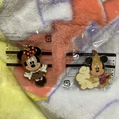 ミニーマウス アクリルピンズ・チャーム 2点セット