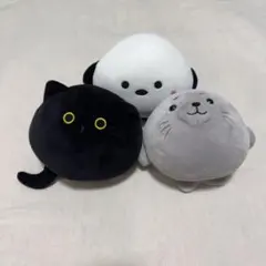猫とアザラシのぬいぐるみ3体セット