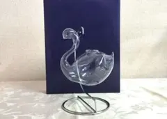 【新品未使用】ガラス製 白鳥 オブジェ 青 一輪挿し