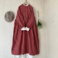 新品★サマンサモスモス★バンドカラー⋆チェック⋆ふんわりシャツワンピース