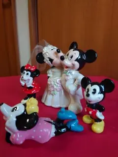Disney！weddingミッキー ミニー 陶器フィギュ4点アセット