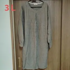 3L チェック柄 クルーネックチュニック