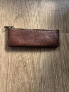 ブラウンレザー 筆箱 スリム