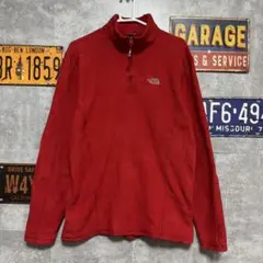 THE NORTH FACE ハーフジップ フリースジャケット レッド M 古着