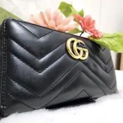 ✨美品✨グッチ　長財布　ラウンドファスナー マーモント　キルティング　レザー