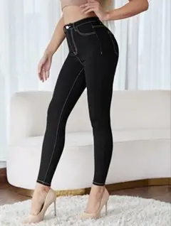 ブラック スキニーパンツ ハイウエスト S