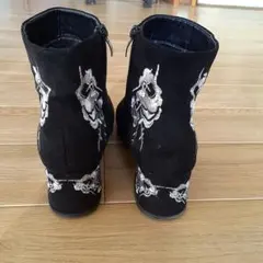 黒スエード刺繍ショートブーツ他セット