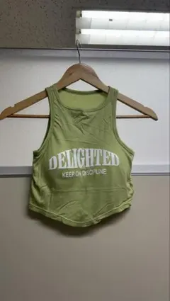 グリーン クロップドタンクトップ