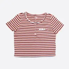 ★新品★ホリスター★ボーダースナップヘンリーTシャツ (Multi/M)