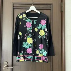 花柄 長袖カーディガン M-L