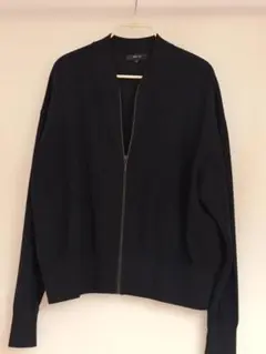 COMME CA ISM ジップアップニット ブラック