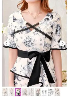 花柄フリル袖ドレス