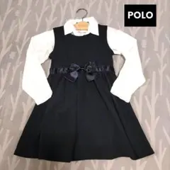 POLO　ワンピース　リボン　紺色　フォーマル　110　120　発表会　七五三