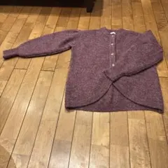 ウール混紡 パープル カーディガン Mサイズ