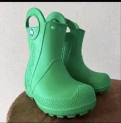 Crocs ハンドル付き レインブーツ グリーン