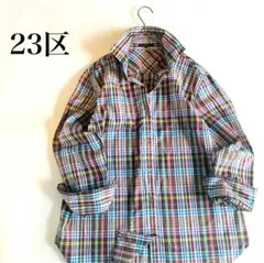 美品　23区　シャツ　チェックシャツ　大きいサイズ