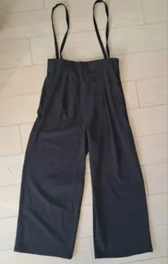HK WORKS LONDON 黒・サロペット サスペンダー付きワイドパンツ