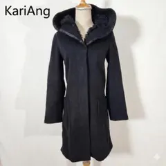 KariAng ウールアンゴラ ボアフード ロングコート S 日本製 ブラック