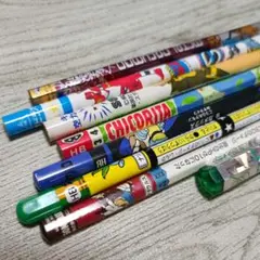 レトロ キャラクター鉛筆 7本 ドラクエ ポケモン デジモン 忍空 バトエン