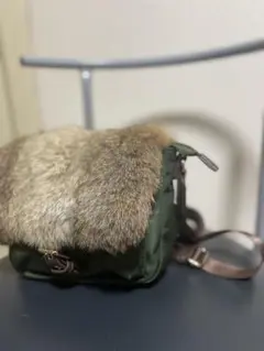 グリーン ファー付きy2kショルダーバッグ