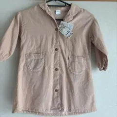 ベージュ 襟付き 七分袖 ワンピース