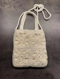 ニコアンド 編みバッグ ショルダー アイボリー 美品」