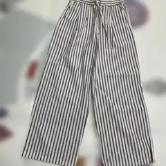 白黒ストライプ ワイドパンツ M