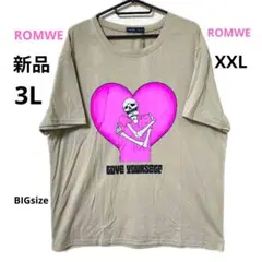 新品 3L ROMWE 半袖 Tシャツ ベージュ 大きいサイズ トップス XXL