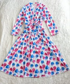 コルコバード ラップワンピース ロング カシュクール 花柄 リボン 総柄 M