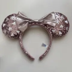 ディズニーランド ミニーマウス ピンク スパンコールカチューシャ ハート柄