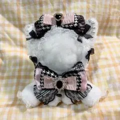 ②031.お座りぬい服　千鳥×白　ねこちゃん　10〜12cm