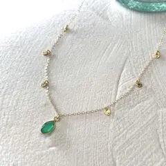 850.14kgf製/天然石グリーンオニキスボヘミアンネックレス