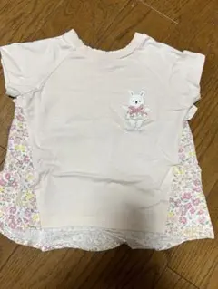petit mainウサギ 花柄 Tシャツ
