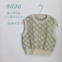 INGNI（イング）モノグラムノースリーブニットベスト　ロゴプリント　Mサイズのサムネイル