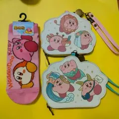 【新品・未使用】星のカービィ ホロスコープ パスポーチ 2種 & 靴下 セット