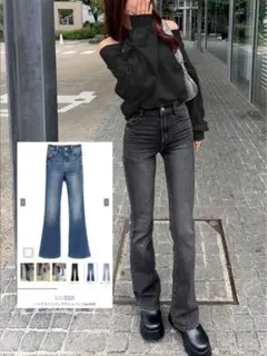 【新品即発送】GRL ハイウエストフレアデニムパンツ[cu498]