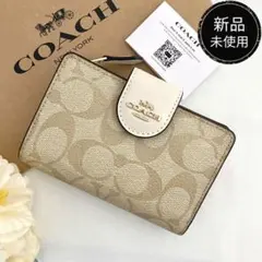 新品 COACH コーチ 折り財布 ホワイト 2つ折り財布 - メルカリ