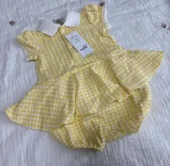ラルフローレン 9M 75cm ロンパース イエロー ギンガムチェック