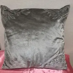 ラインストーン付き ベロア調 クッション&クッションカバー