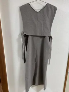 美品/グレー Vネック サロペット ワンピース M 結婚式