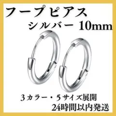 フープピアス リングピアス シルバー 10mm 2個 サージカルステンレス
