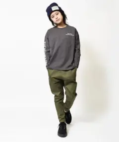 RAT EFFECT カーキ ストレッチサルエルパンツ 140