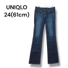 ユニクロ　デニム　フレア　スリム　ネイビー　Ｆ　24(61cm)